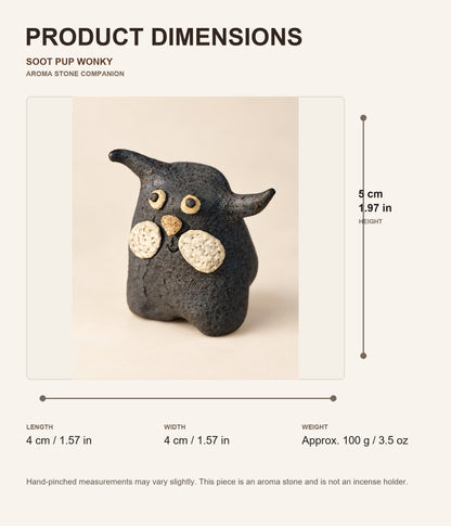Product dimensions for Soot Pup Aroma Stone - Wonky