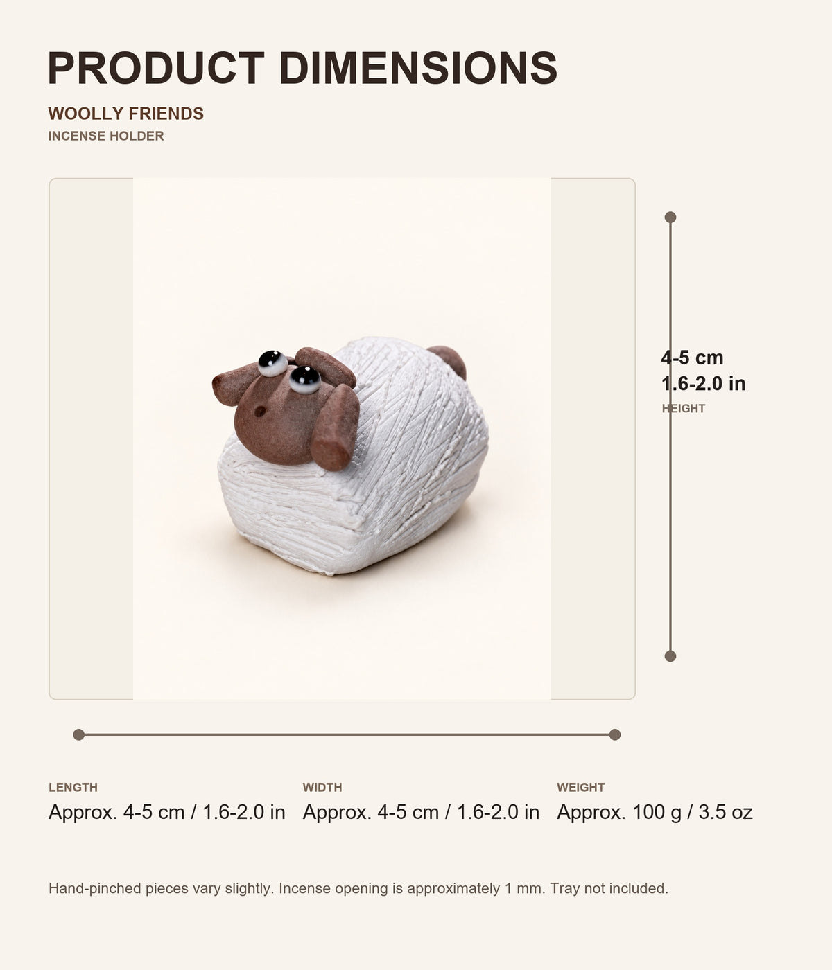 Product dimensions for Little Chick Incense Holder